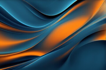 Obraz premium Dynamic blue and orange abstract digital art with wavy lines conveying a modern and futuristic mood.