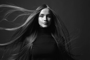 beautiful blond hair woman. beauty black and white portrait