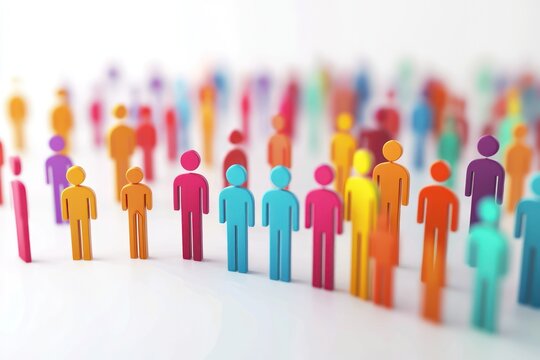 3D glyph icon showing audience demographics for analysis on a white background.