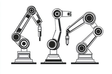 3D Glyph Line Icon depicting robotic arms for enhancing industrial efficiency.