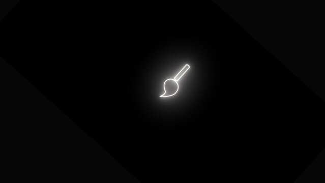 Simple white  neon brush and painting related icons.technologycal using computer,using phone and camera oftion.