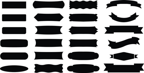 Ribbon Modern simple ribbons icon in flat set Vintage ribbon banner isolated on transparent background use in Hello, Thank You, old school graphic elements, Restaurant. Vector for apps website