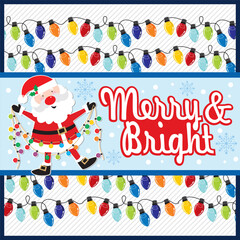 Christmas card design with Santa and lights