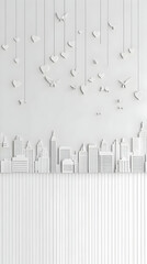 White Cityscape Heart Illustration Background