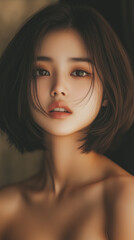 Fototapeta premium 美女, 女性, 美しい, 顔, モデル, 日本, 韓国, 中国, アジア, カフェ, ファッション