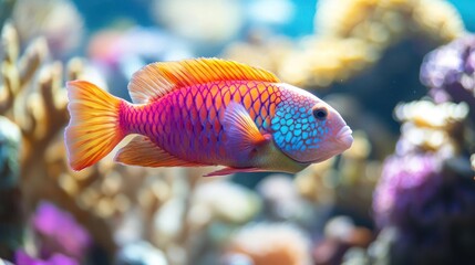 Obraz premium A colorful fish swimming underwater