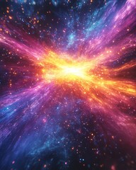 Obraz premium Abstract cosmic burst radiance background. Featuring cosmic burst radiance and bright colors. Emphasizing depth and brilliance. Ideal for space and artistic themes.
