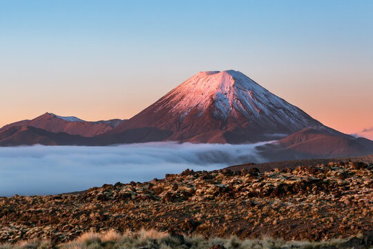 Mount Ngauruhoe (Mt Doom) at sunset, Tongariro National Park, New Zealand