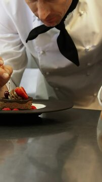 Gourmet cook cooking chocolate cake