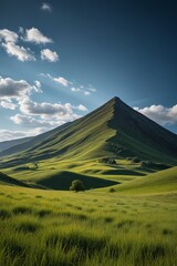 Obraz premium grassy field with a mountain in the background