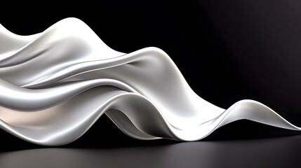 Elegant Flowing Satin Fabric on Dark Background in Graceful Curves