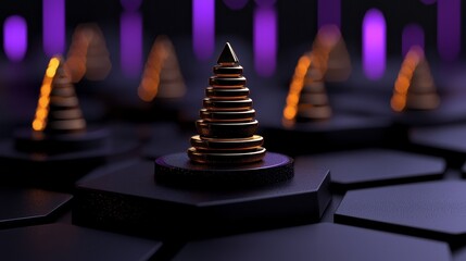 Futuristic design with metallic structures.