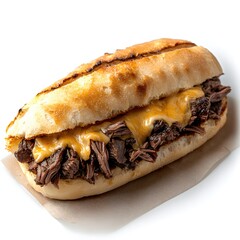 Delicious Beef Sandwich with Melted Cheese on Crusty Bread Ready to Eat Gourmet Food