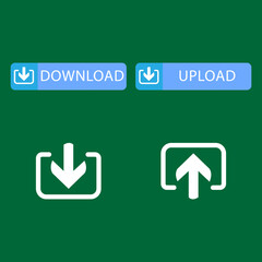 download upload icon button isolated on green screen backgroud