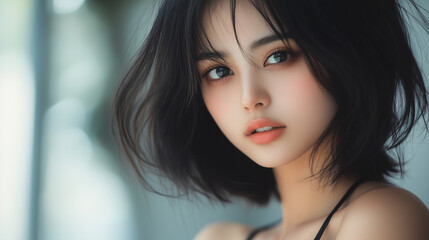 Fototapeta premium 美しさ, 顔, モデル, 笑う, ファッション, 人々, 髪の毛, 笑みを浮かべている, 人, ブルネット, シティ, アウトドア, 通り, ライフスタイル, 淑女, 1, 頭, ハピネス, 化粧,女, 美しさ, 髪の毛, モデル, ファッション, 顔, うっとりさせる魅力, 化粧, 人, ドレス, ブルネット, 肌, 唇, 化粧, 淑女, 目, 暗い, 黒, ふしだらな, スタジオ, 好色