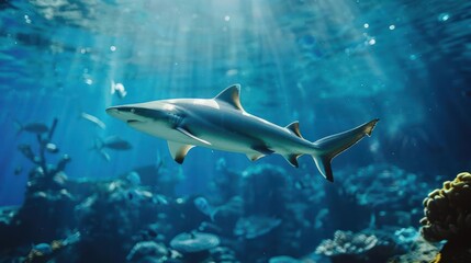 Fototapeta premium A shark swimming in the ocean