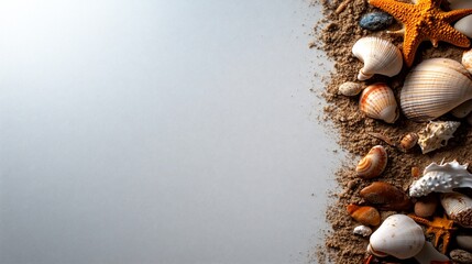Obraz premium Seashells and Sand: A Summer Beachscape