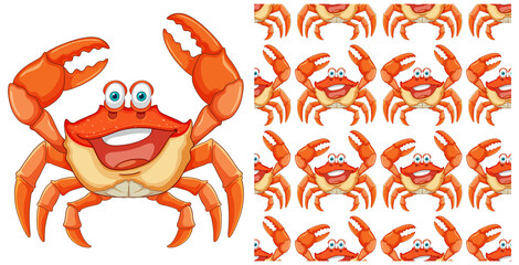 Playful crabs in a vibrant, repeating pattern