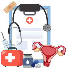 Medical tools and symbols for health and wellness