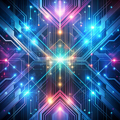 Fototapeta premium Abstract Futuristic Circuitry Art. Glowing Lines and Neon Lights