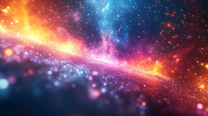 Fototapeta premium Abstract cosmic flare glow background. Featuring cosmic flare glow and vivid colors. Emphasizing depth and brilliance. Ideal for space and artistic themes.