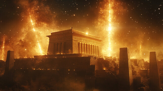 Solomon’s Temple stands as a radiant cosmic gateway uniting heaven and earth its luminous foundation glows with celestial energy symbolizing divine wisdom order and sacred connection in the universe

