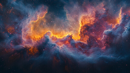 A spectacular cosmic nebula swirling with vibrant interstellar dust and glittering stars in the vast universe, symbolizing mystery, creation, and the infinite wonders of space
