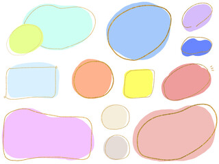 カラフルな水彩フレーム・金の線の入った塗りつぶしテクスチャセット