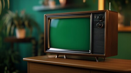 Vintage Television Set in Retro Interior