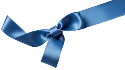 Elegant Blue Satin Ribbon Bow on Black Background