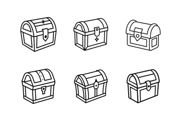 treasure chest line art vector illustration