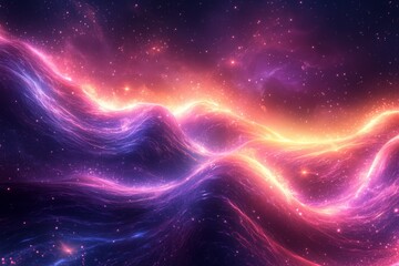 Obraz premium Abstract cosmic flare waves background. Featuring cosmic flare waves and vivid colors. Emphasizing depth and dynamic motion. Ideal for space and artistic themes.