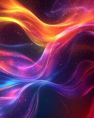 Obraz premium Abstract cosmic flare waves background. Featuring cosmic flare waves and vivid colors. Emphasizing movement and depth. Ideal for space and dynamic themes.