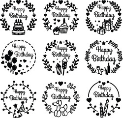 Set Of Birthday Sign SVG