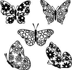 Set Of Floral Butterfly SVG