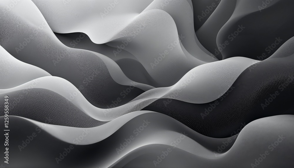 Wall mural monochromatic gradient waves a subtle blend of light and shadow