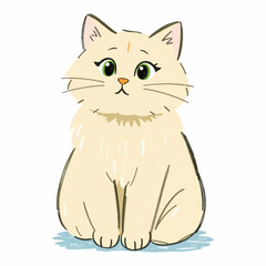 Adorable Cartoon Cat Vector Illustration – Hand Drawn, Scalable, and Isolated on White