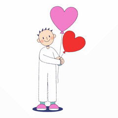 Illustration of Figure Character with heart balloon.