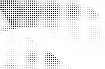 Abstract gradient halftone wave dotted textured pattern. Black grunge speckle on white background overlay. Retro comic background with halftone dots.	