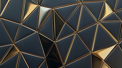 Abstract geometric pattern with shiny golden triangular shapes