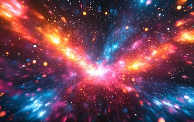 Fototapeta premium Abstract cosmic glow bursts background. Featuring cosmic glow bursts and vivid colors. Emphasizing movement and depth. Ideal for space and artistic themes.