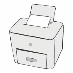 Illustration of High Speed Office Printer with Loaded Paper