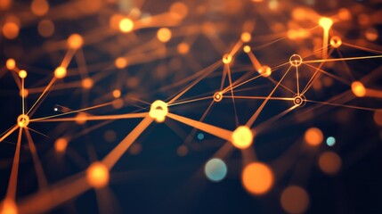 Abstract network connections glowing in dark background