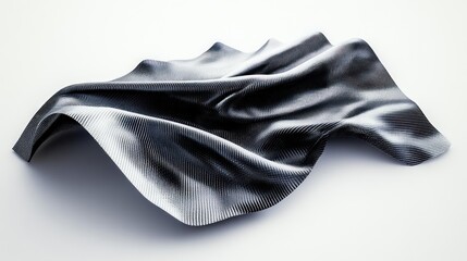 Draped dark fabric on white background, product display