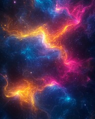 Obraz premium Abstract cosmic glow patterns background. Featuring cosmic glow patterns and vivid colors. Emphasizing depth and brilliance. Ideal for space and artistic themes.