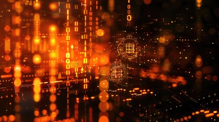 Obraz premium abstract background with binary code and gear