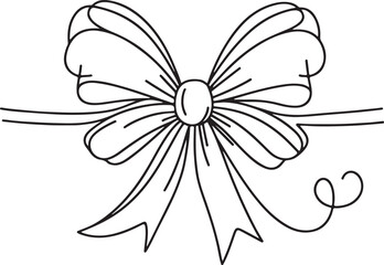 Elegant Line Drawing of Ribbon and Bow Knot