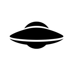 UFO Icon: A sleek and minimalist silhouette of a UFO against a blank background. The iconic shape of a classic flying saucer, ready to ignite imagination and spark conversation.