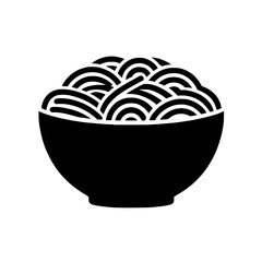 Bowl of Noodles: A simple yet iconic black and white illustration of a bowl brimming with noodles, representing the delicious and comforting essence of a classic dish. 