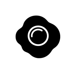 Fried Egg Icon: A simple yet versatile black and white icon of a fried egg, perfect for use in food-related designs, menus, apps, and more.  